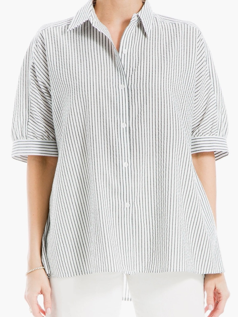 Max Studio High-Low Oversize Button-Up Shirt ~ size medium
